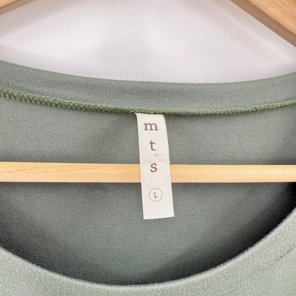 MTS Women's Green T-Shirt Dress Short Sleeve Size L Stretch Comfort Simple - Picture 3 of 11
